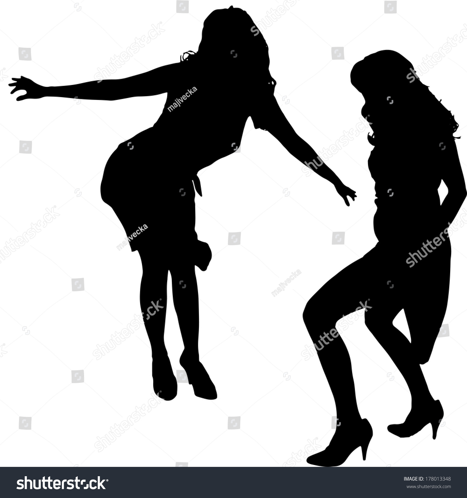 Vector Silhouettes Sexy Women Long Hair Stock Vector Royalty Free