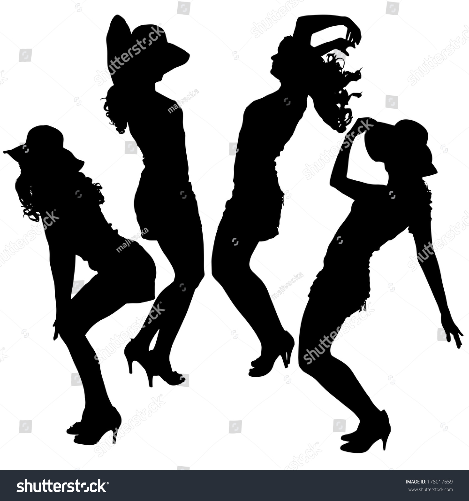 Vector Silhouette Woman Who Dances On Stock Vector (Royalty Free ...