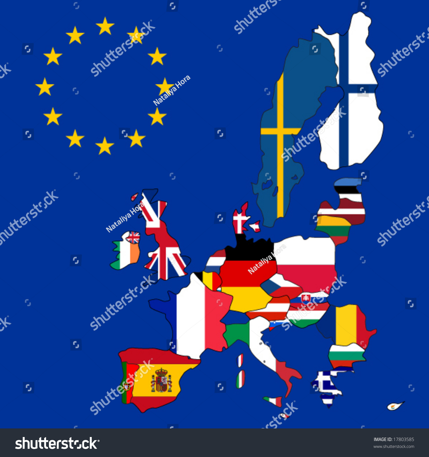 Map European Union 27 Flags Stock Vector (Royalty Free) 17803585 ...