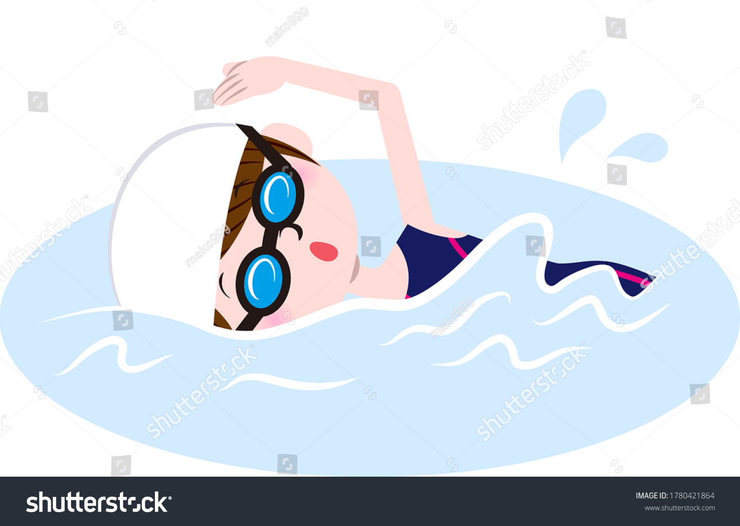 Illustration Swimming Woman Stock Vector (Royalty Free) 1780421864 ...