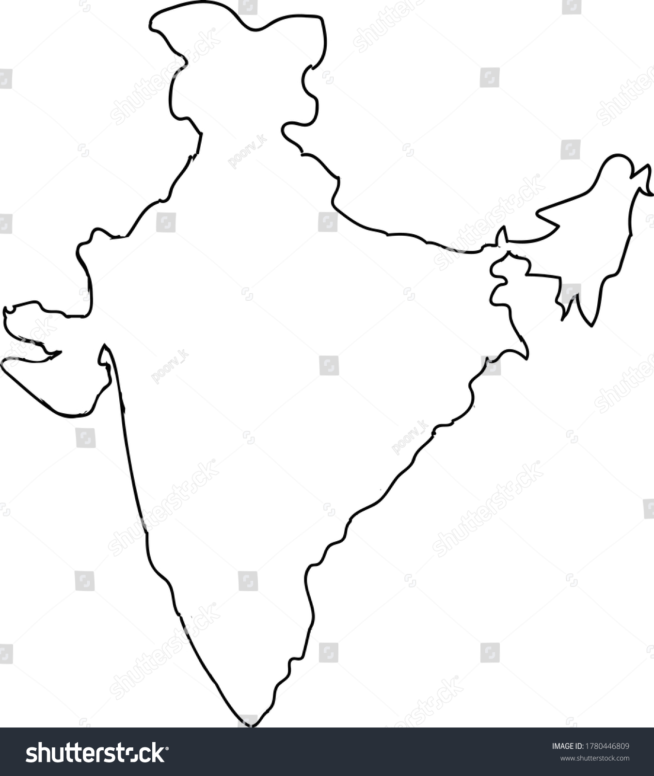 Map Black Outline India Vector Stock Vector (Royalty Free) 1780446809 ...