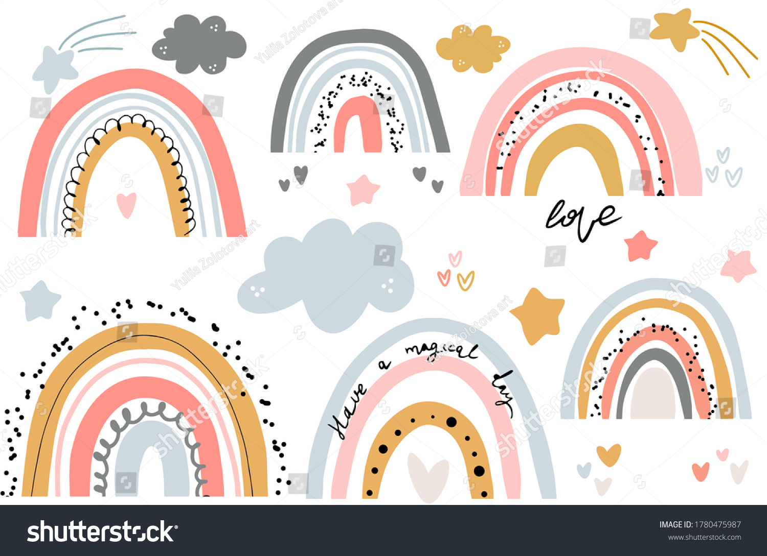 Vector Rainbow Clipart Set Children Illustration Stock Vector (Royalty ...