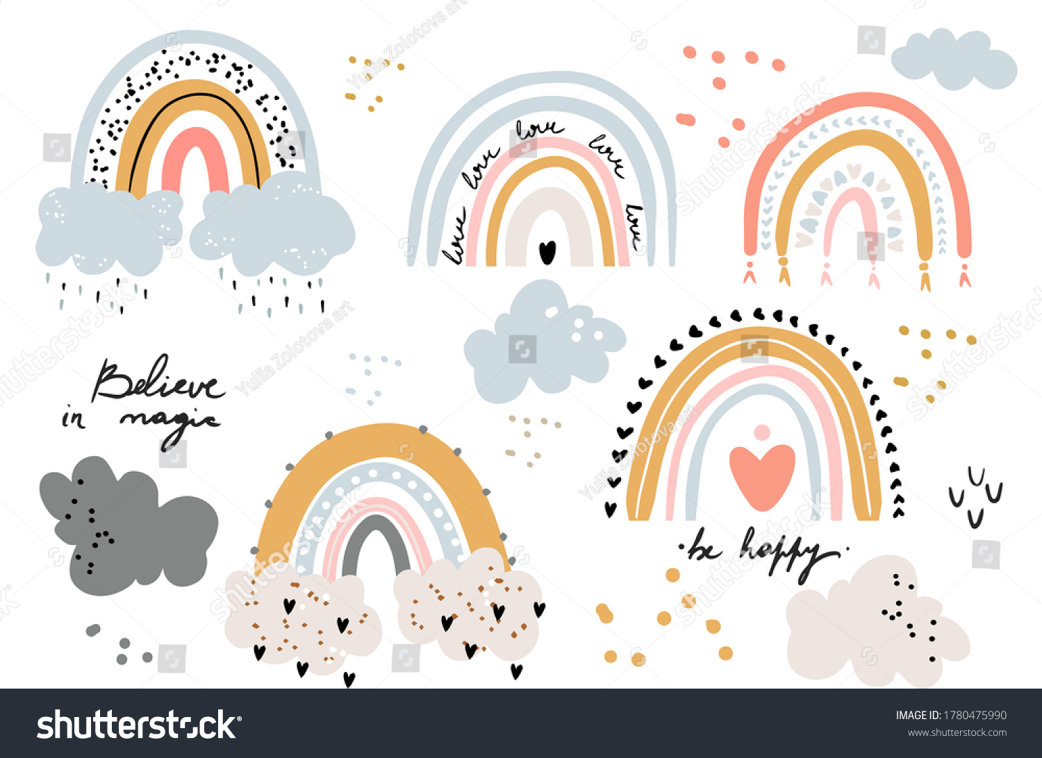 Vector Rainbow Clipart Set Children Illustration Stock Vector (Royalty ...