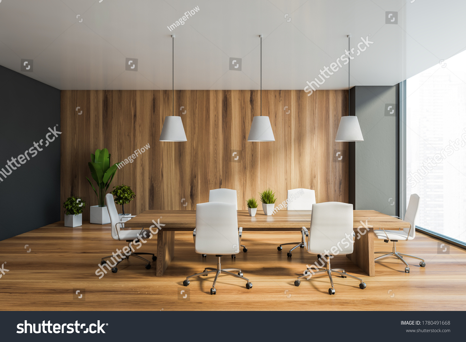 Interior Panoramic Office Conference Room Gray Stock Illustration ...