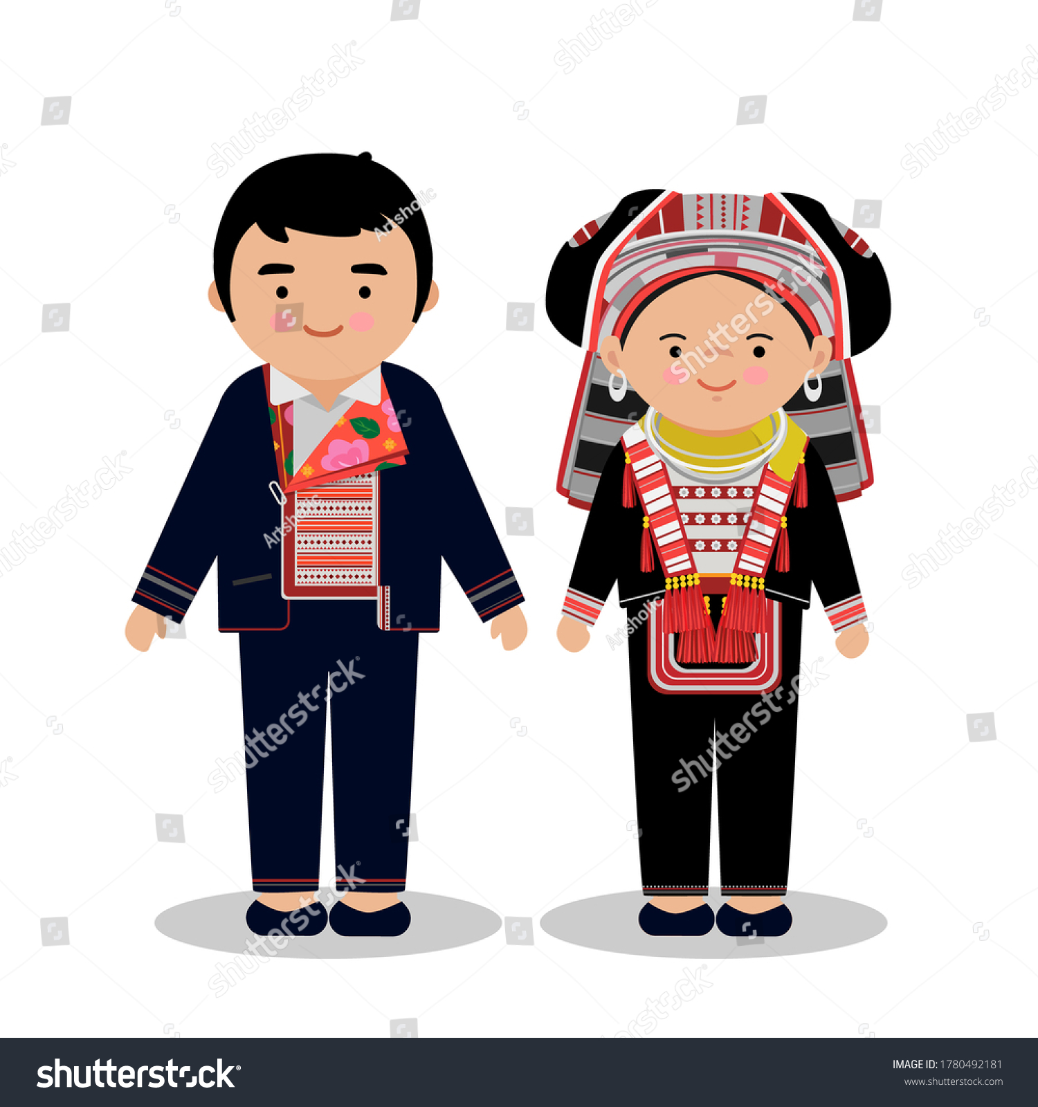 Hmong Northern Vietnam Traditional Costume Stock Vector (Royalty Free ...