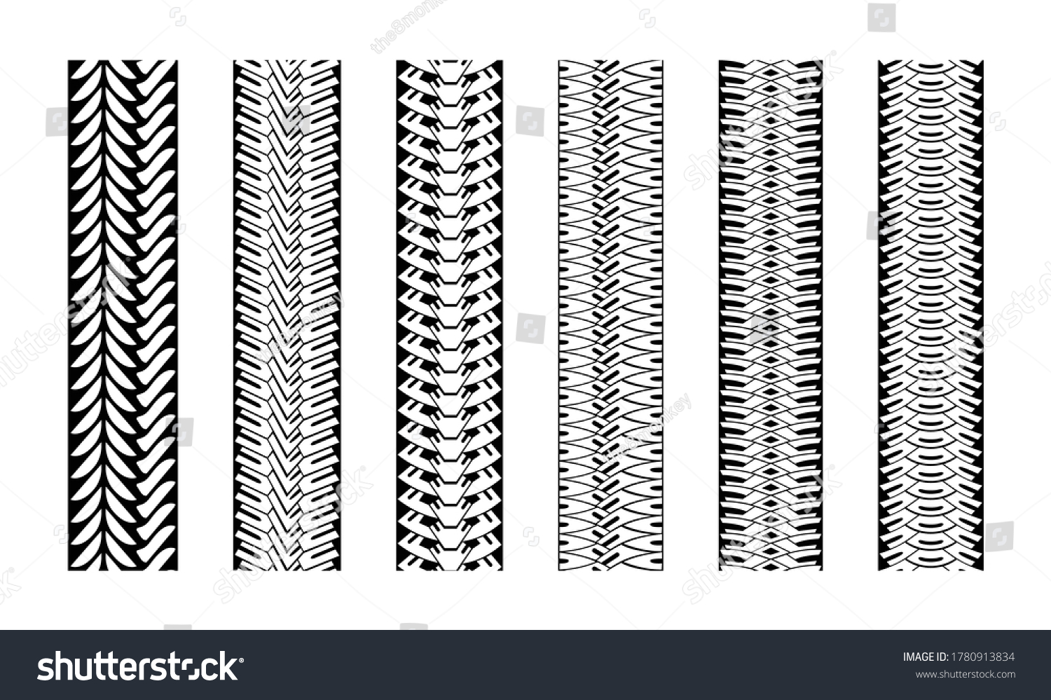 Editable Tire Tracks Texture Collection Seamless Stock Vector (Royalty ...