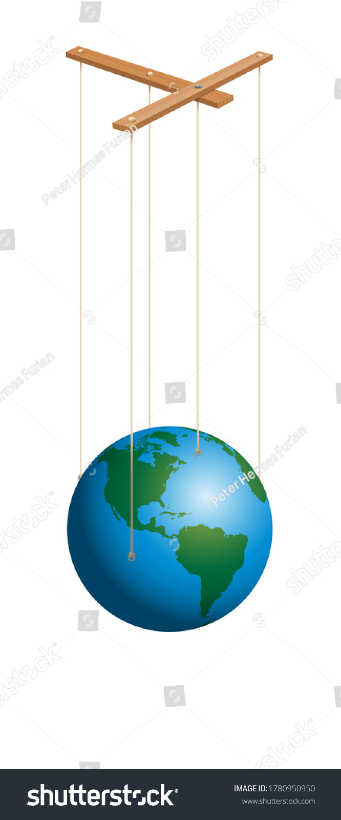 Earth String Puppet Control Bar Stock Vector (Royalty Free