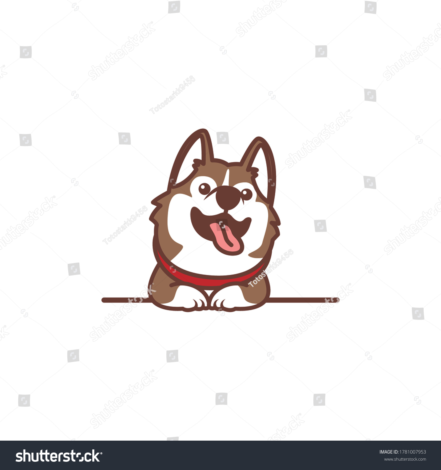 Cute Siberian Husky Dog Smiling Over Stock Vector (Royalty Free ...