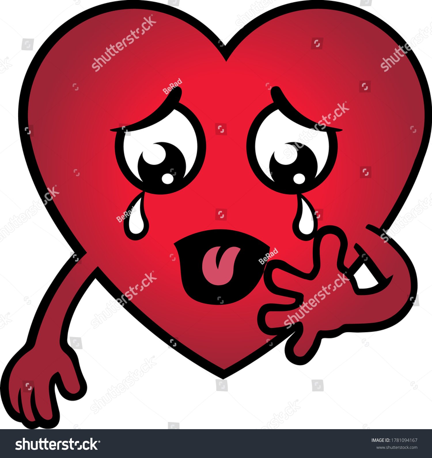 Sad Red Heart Character Vector Illustration Stock Vector (Royalty Free ...