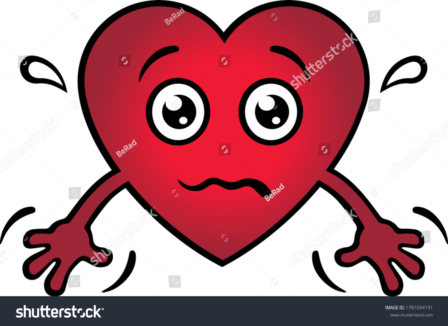 Sad Red Heart Character Vector Illustration Stock Vector (Royalty Free ...