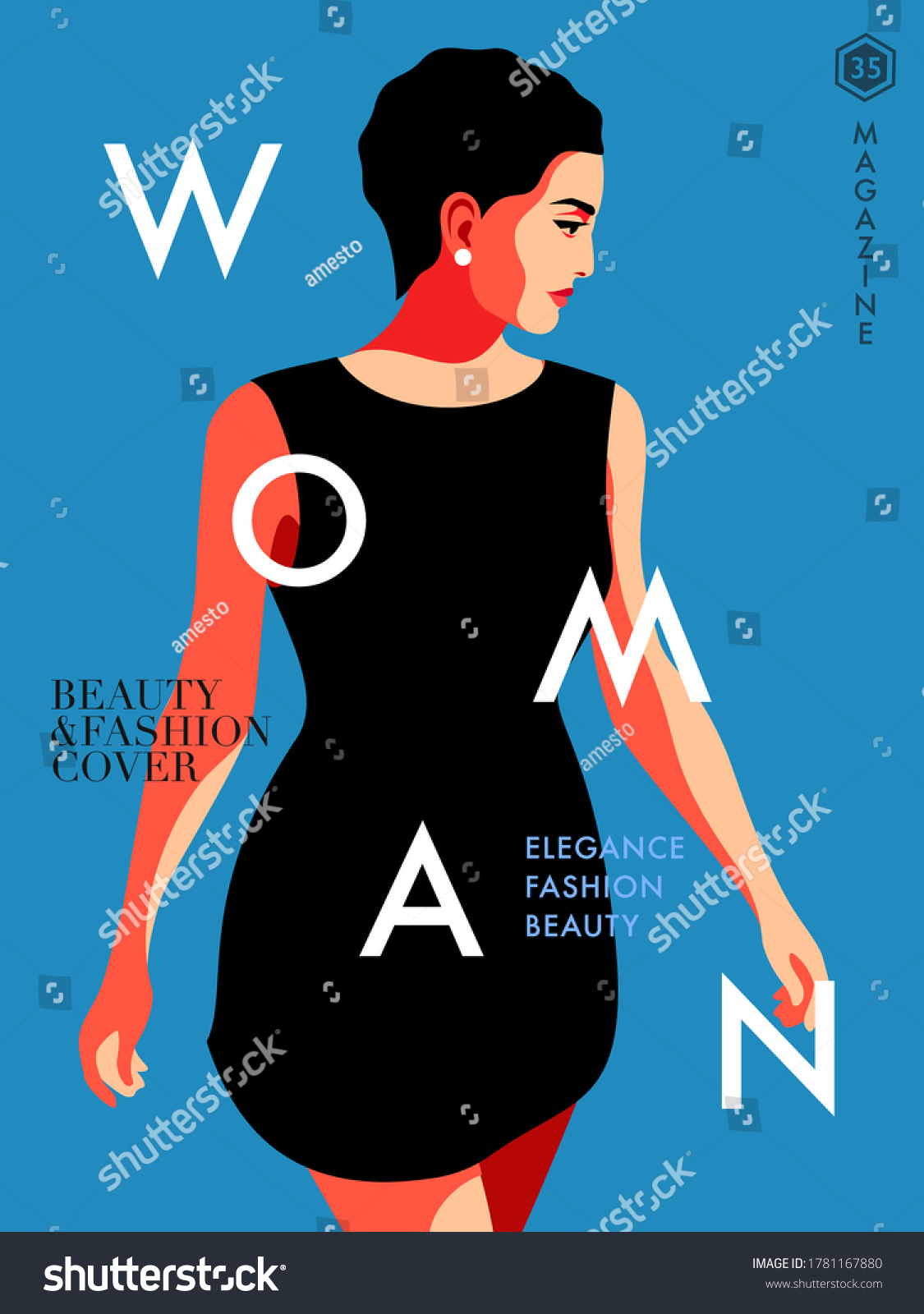 Fashion Magazine Cover Design Woman Little Stock Vector (Royalty Free ...