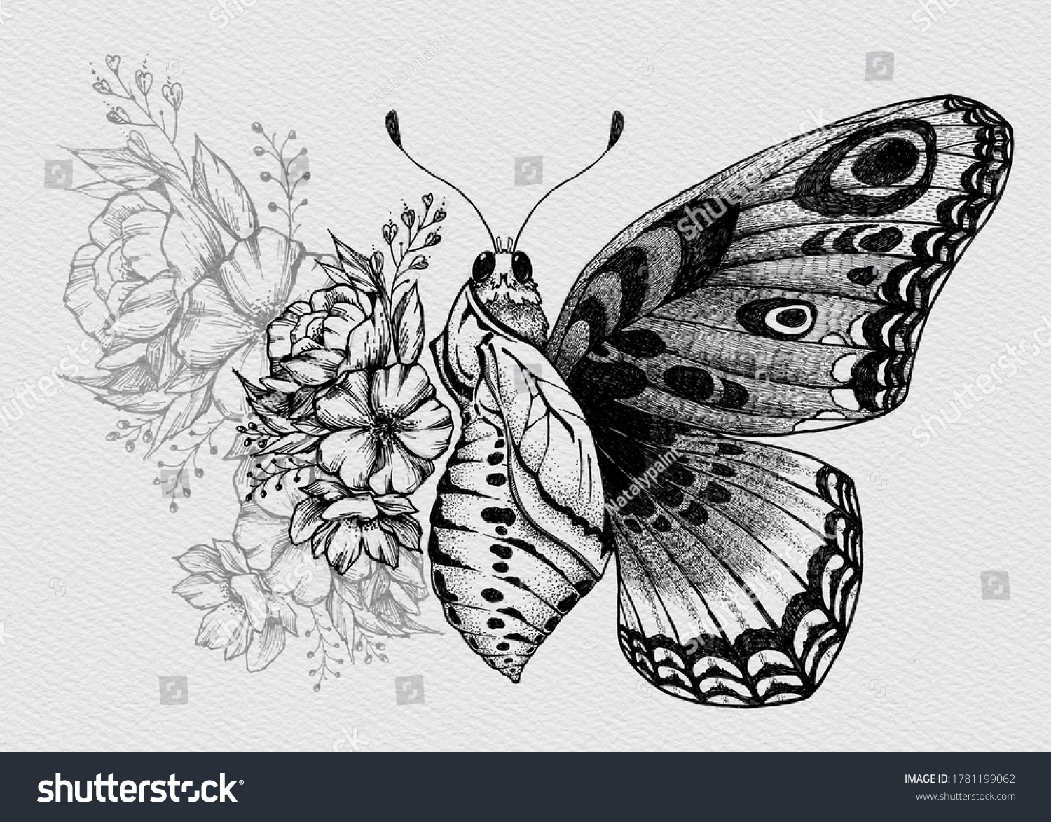 Butterfly Tattoo Design Flowersturning Chrysalis Into Stock ...