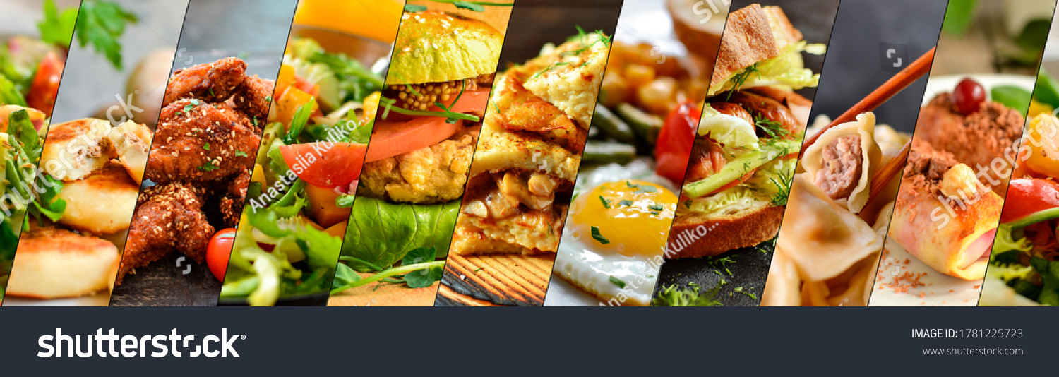 Collage Varied Cooked Food Assortment Menu Stock Photo 1781225723 ...