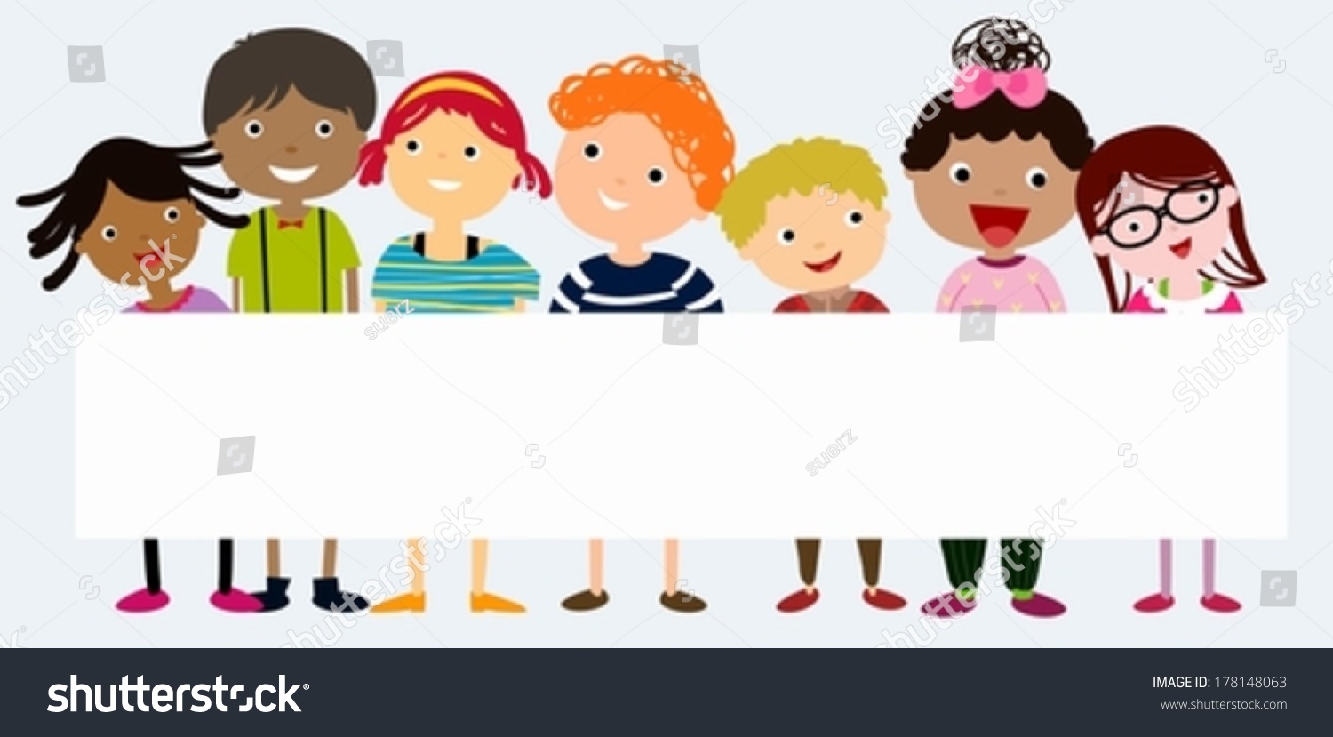 Multicultural Kids Holding Blank Banner Stock Vector (Royalty Free