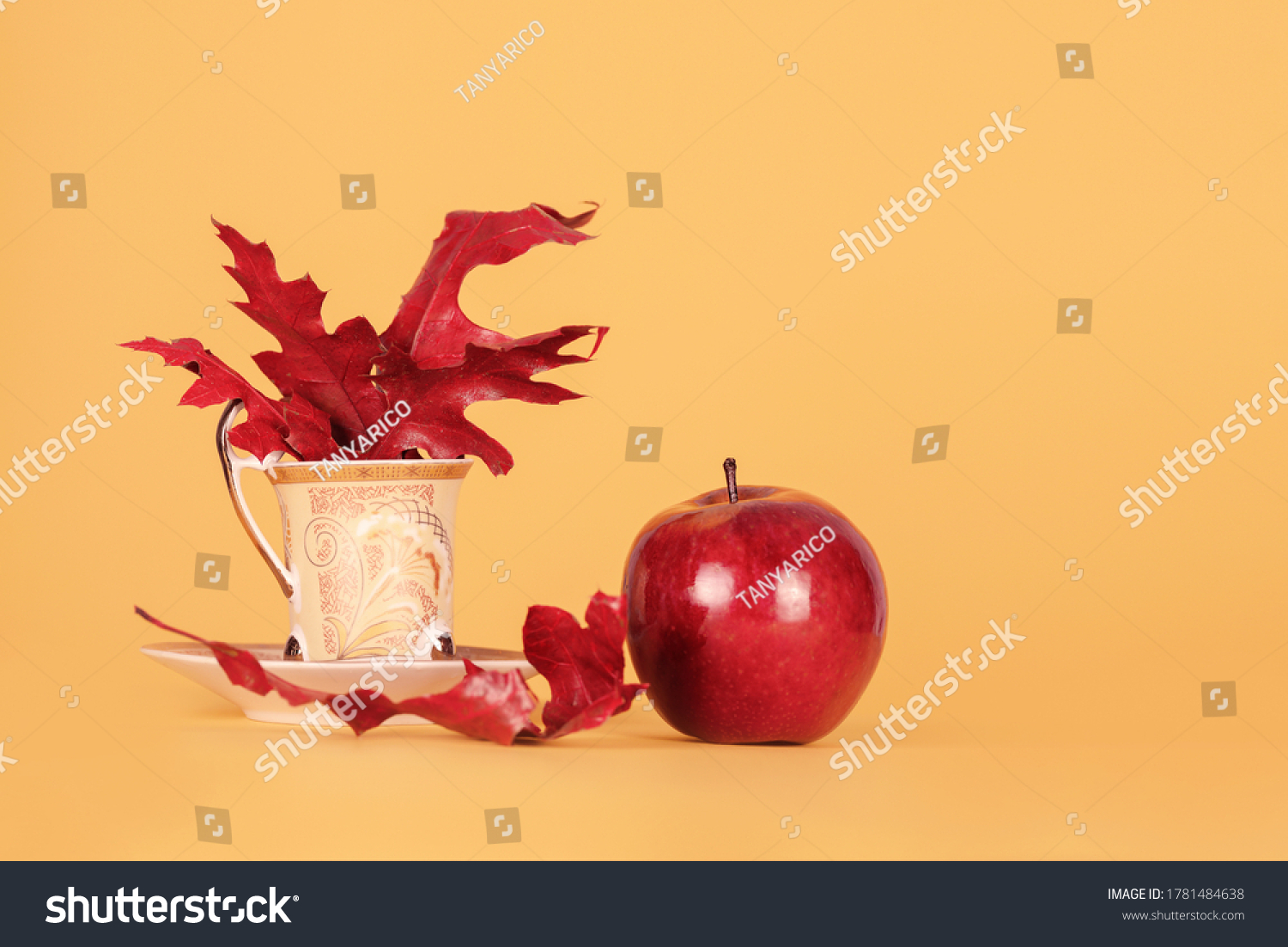 77 174 Burgundy Leaves Images Stock Photos Vectors Shutterstock   Stock Photo Autumn Concept Colors Of Autumn Burgundy Oak Leaves In A Beautiful Mug Next To It Lies A Red 1781484638 