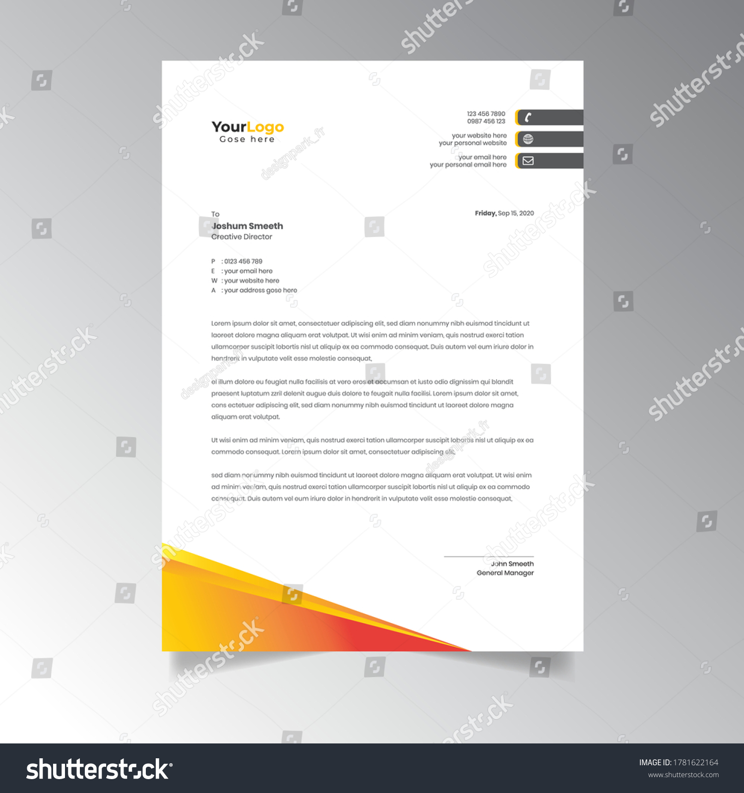 Letterhead Design Template Vector Stationery Design Stock Vector