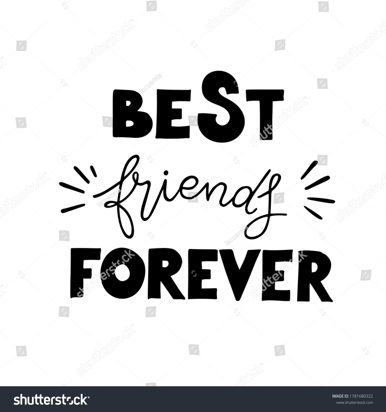 Best Friends Forever Hand Drawn Quote Stock Vector Royalty Free