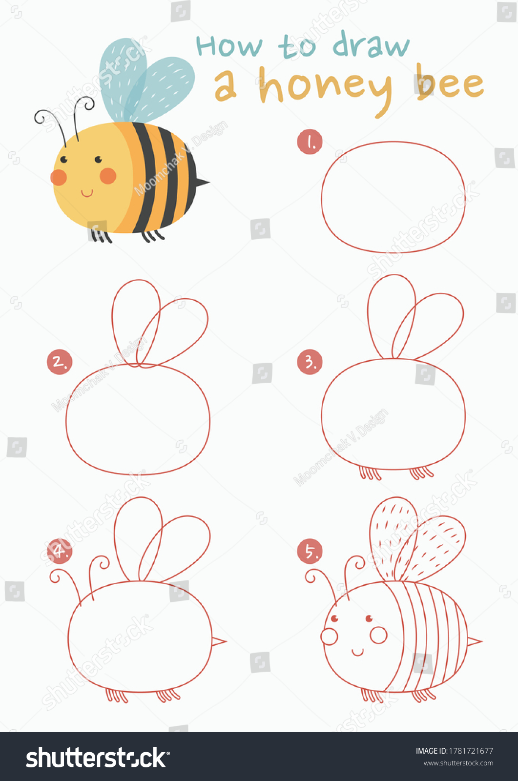 How Draw Honey Bee Vector Illustration Stock Vector (Royalty Free ...