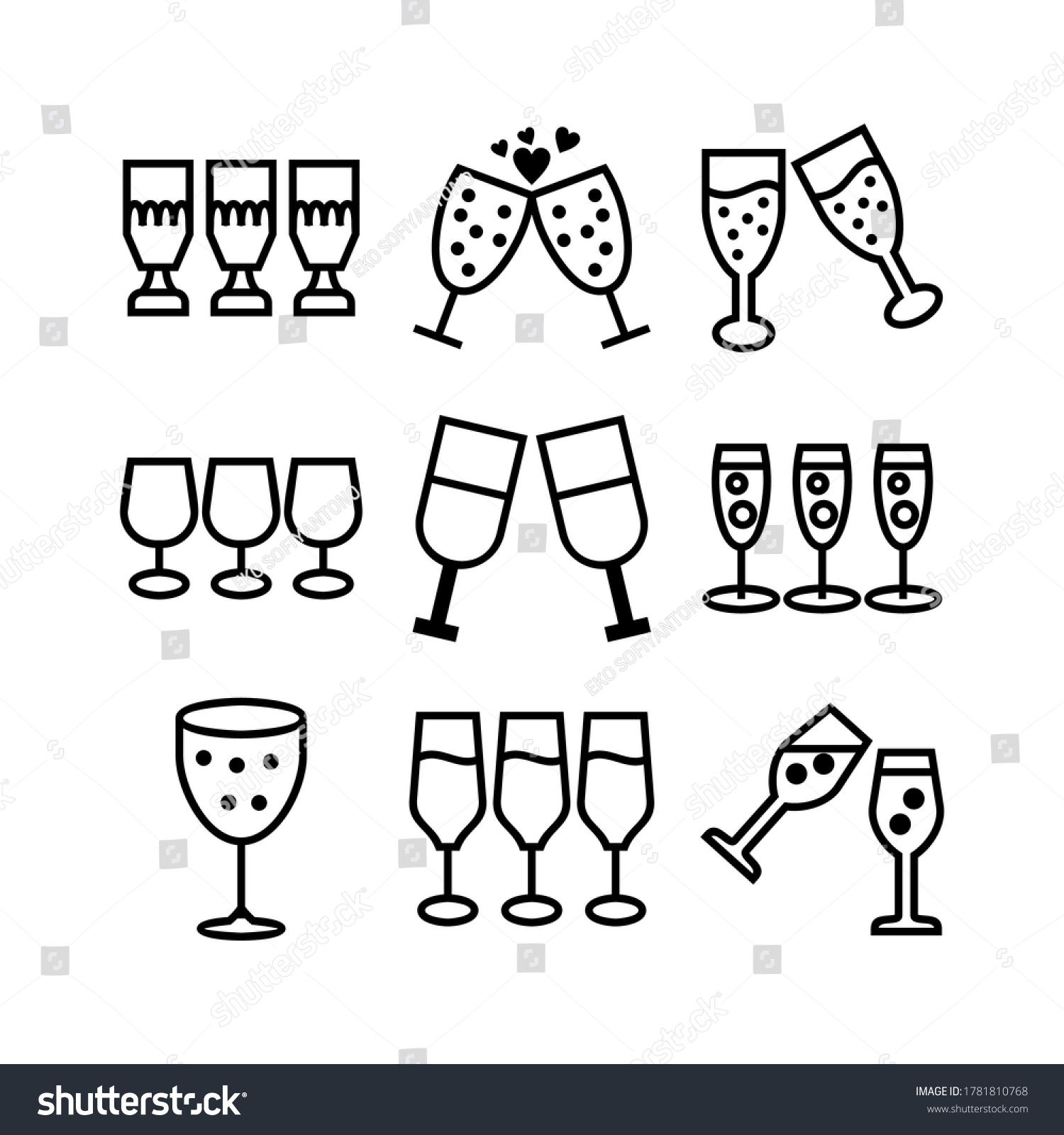 Champagne Glasses Icon Logo Isolated Sign Stock Vector Royalty Free 1781810768 Shutterstock 5939