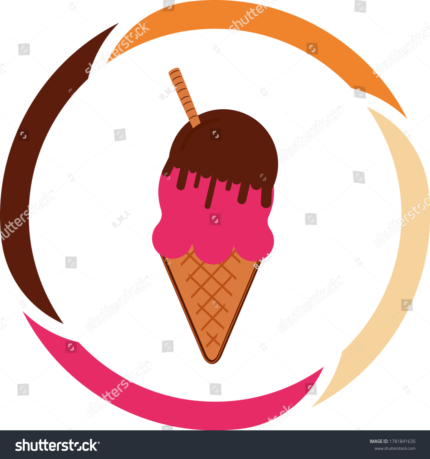 Ice Cream Icon Pink Strawberry Ice Stock Vector Royalty Free