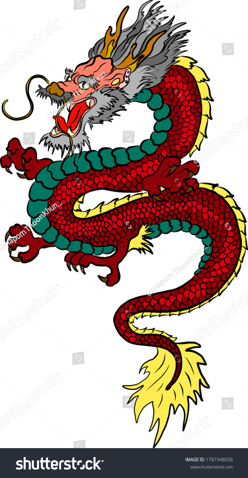 Traditional Japanese Dragon Vector Illustration Tattoo Stock Vector ...