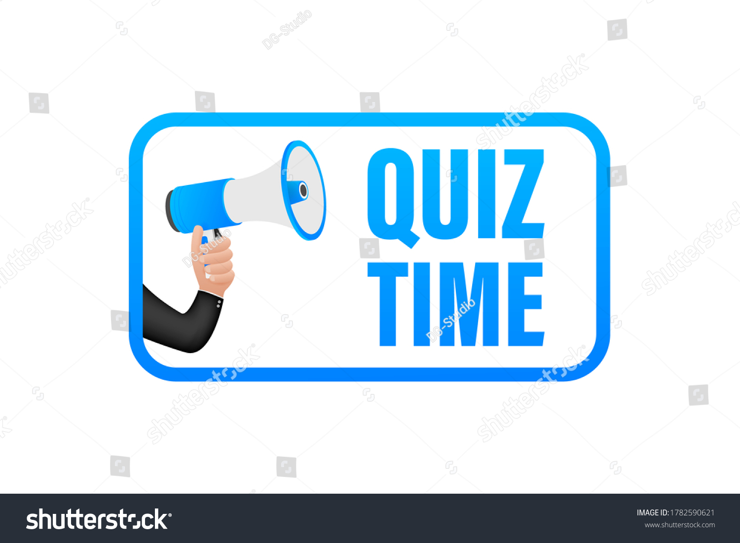 Hand Holding Megaphone Quiz Time Vector Stock Vector (Royalty Free ...