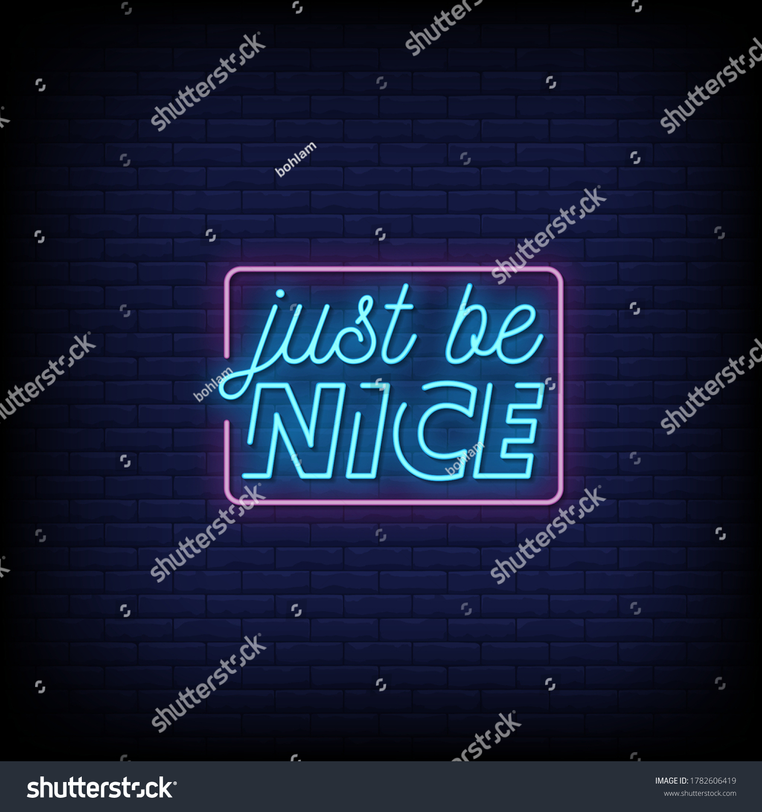 Just Be Nice Neon Signs Style Stock Vector Royalty Free 1782606419