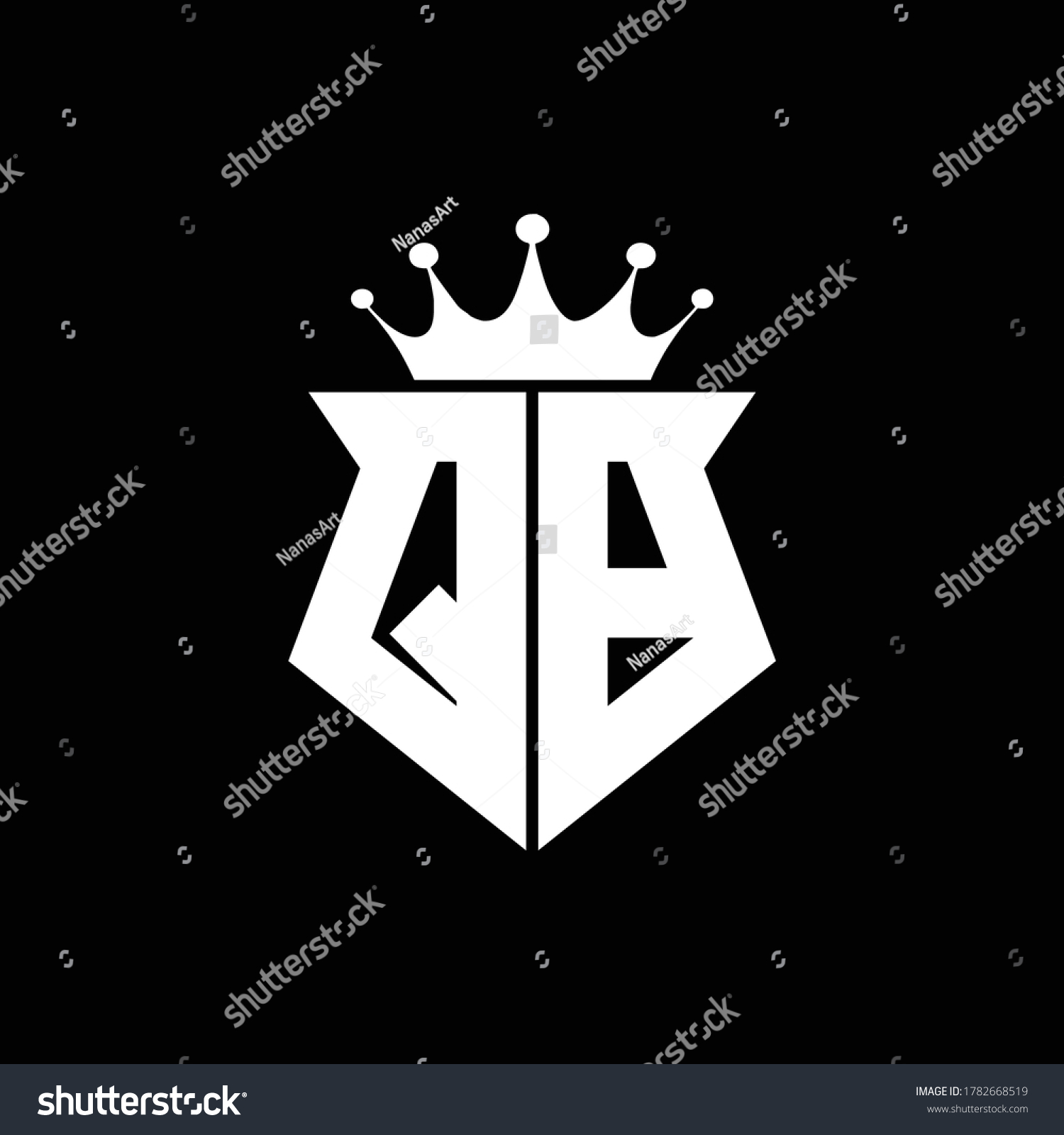 Qb Logo Monogram Shield Shape Crown Stock Vector (Royalty Free ...