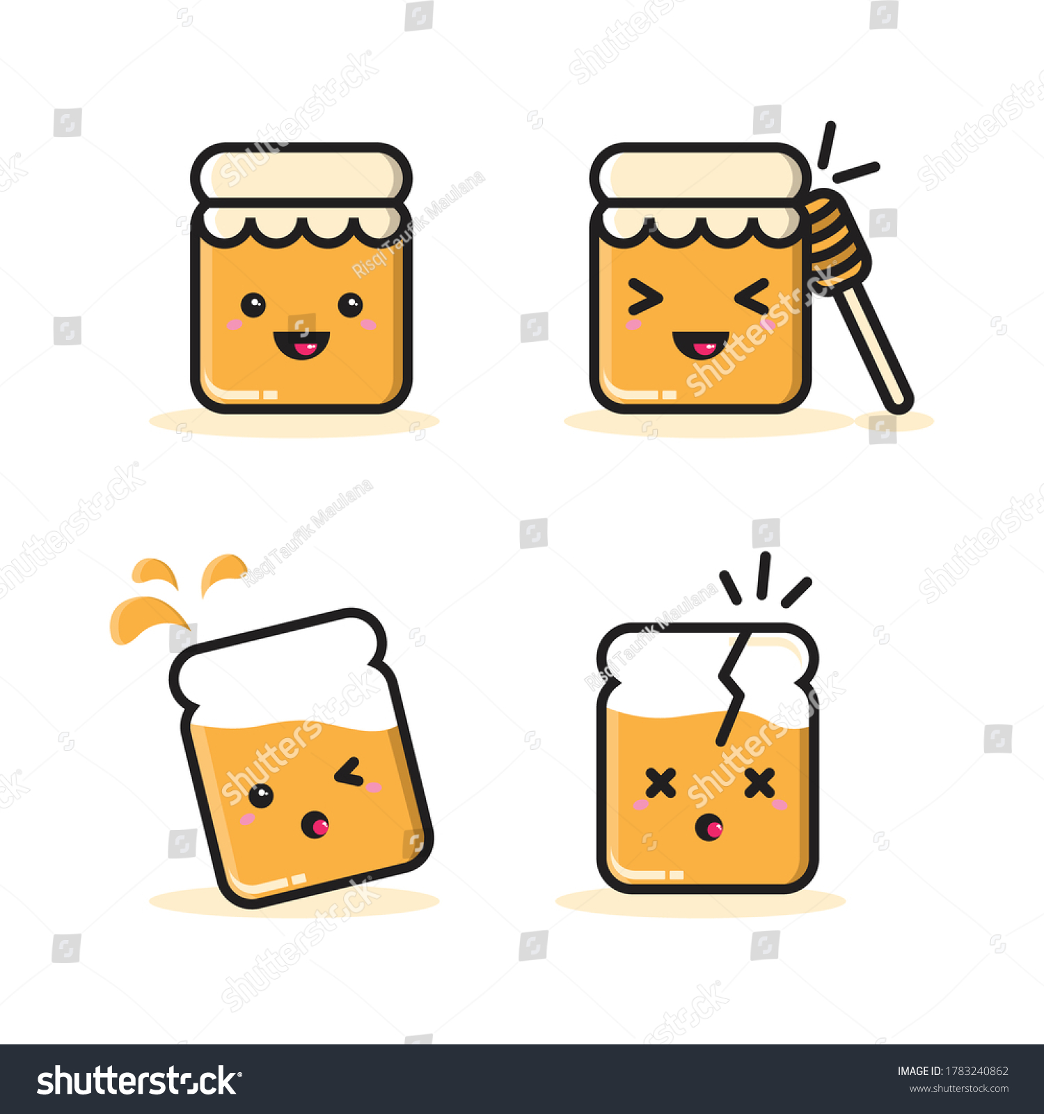 Yellow Cute Honey Jar Emoji Stock Vector (Royalty Free) 1783240862 ...