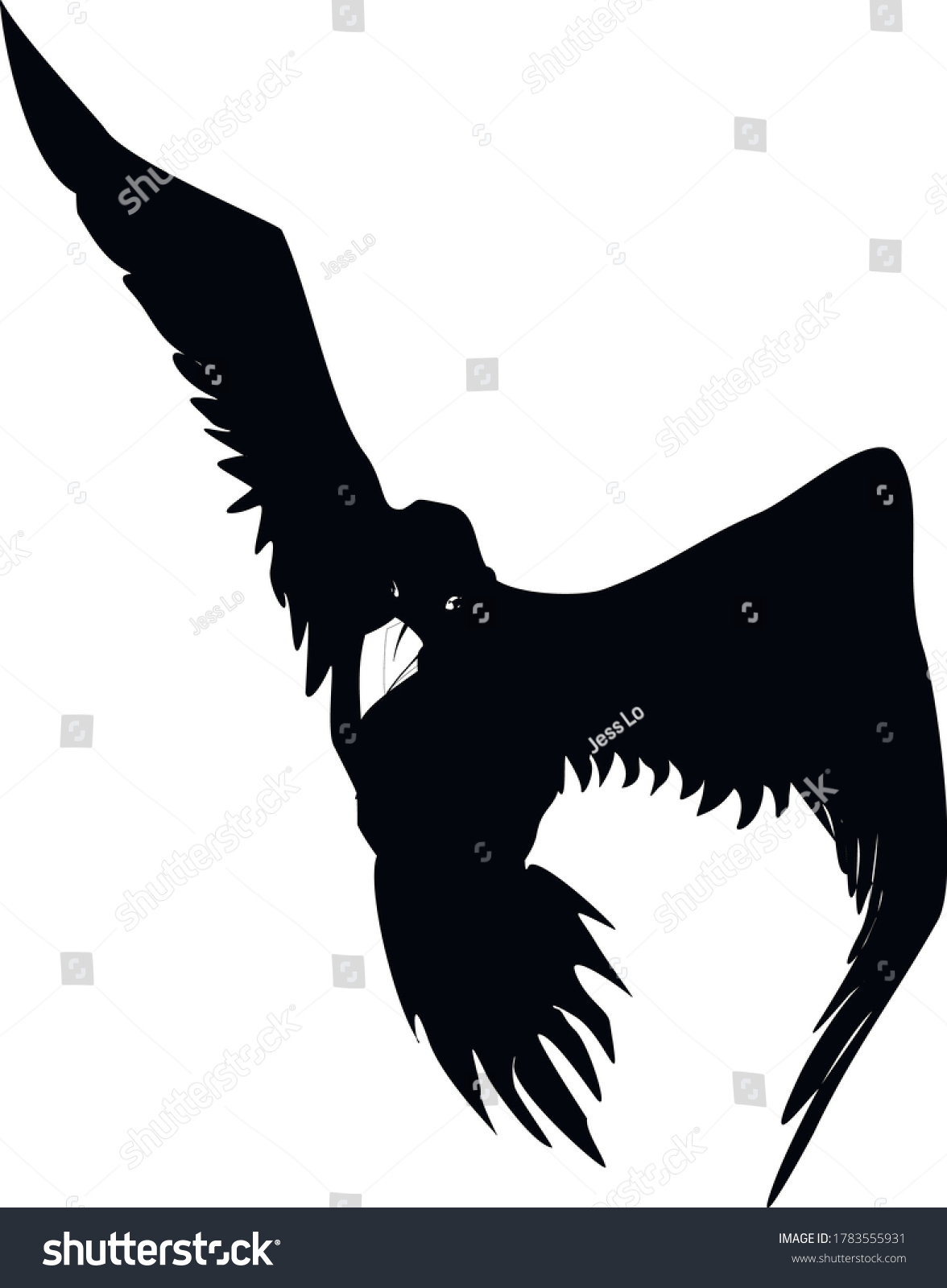 Flying Raven Graphic Silhouette Stock Vector Royalty Free 1783555931