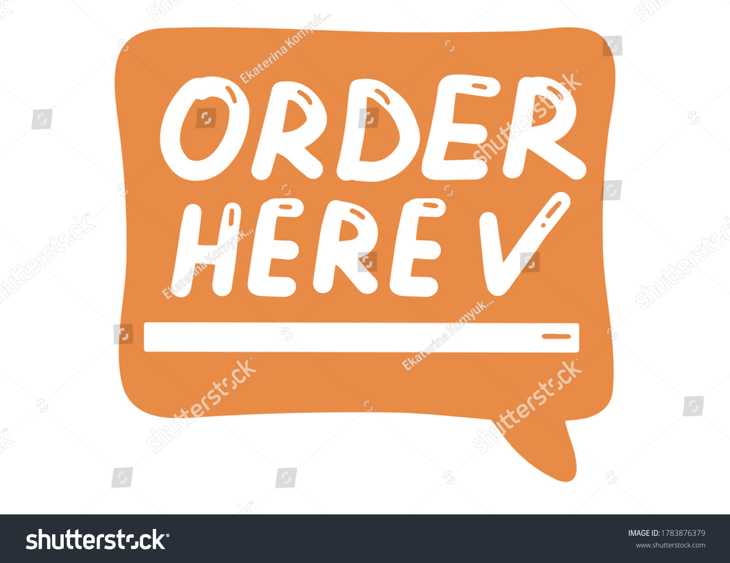 Order Here Lettering Calligraphy Illustration Vector Stock Vector