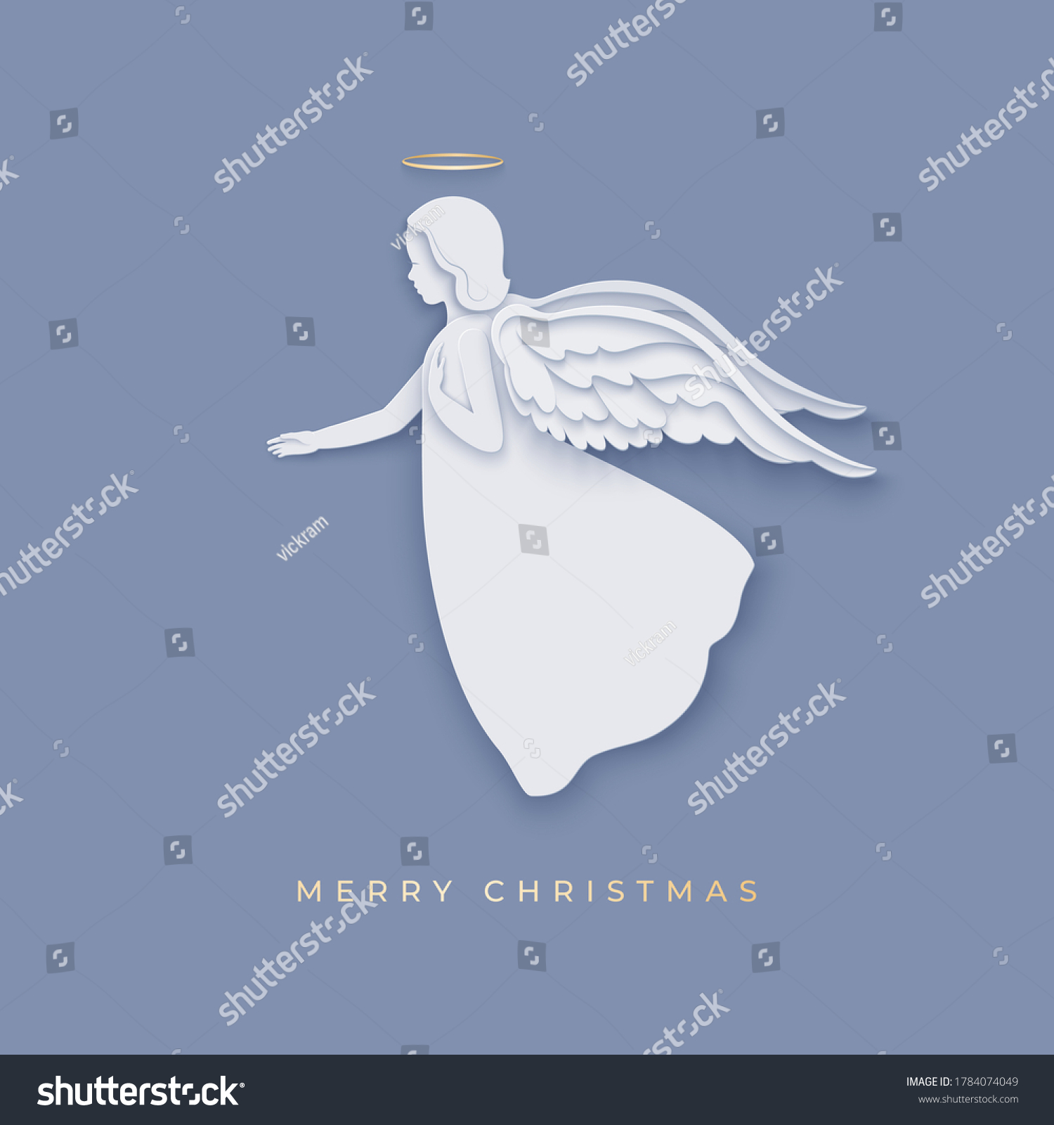 Angel Beautiful Wings On Gray Background Stock Vector (Royalty Free ...