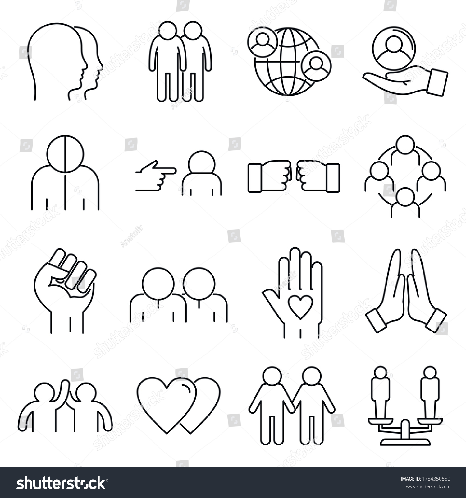 No Racism Icons Set Outline Set Stock Vector (Royalty Free) 1784350550 ...