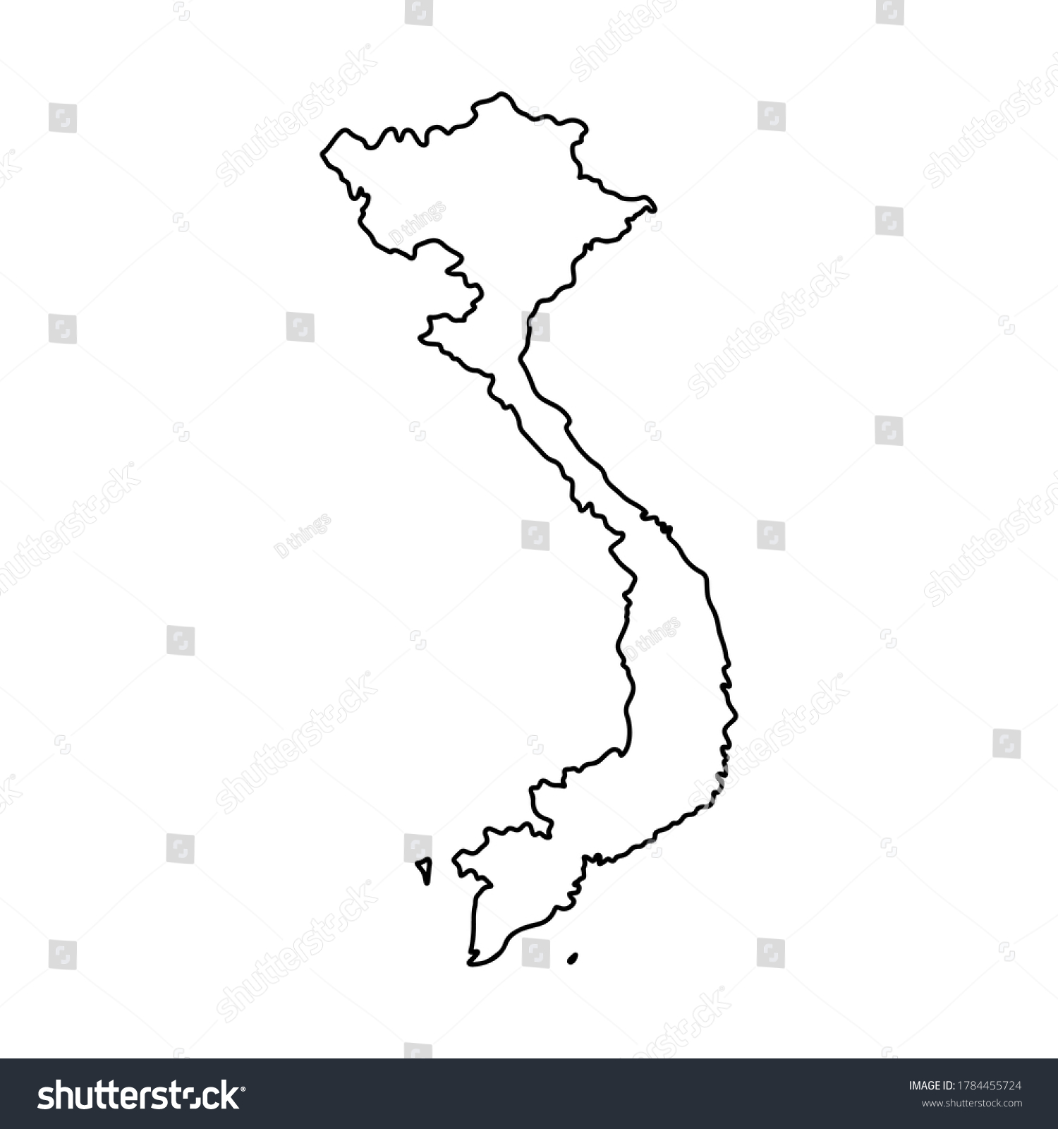 Outline Map Vietnam White Background Vector Stock Vector Royalty Free Stock Vector Outline Map Of Vietnam White Background Vector Map With Contour 1784455724