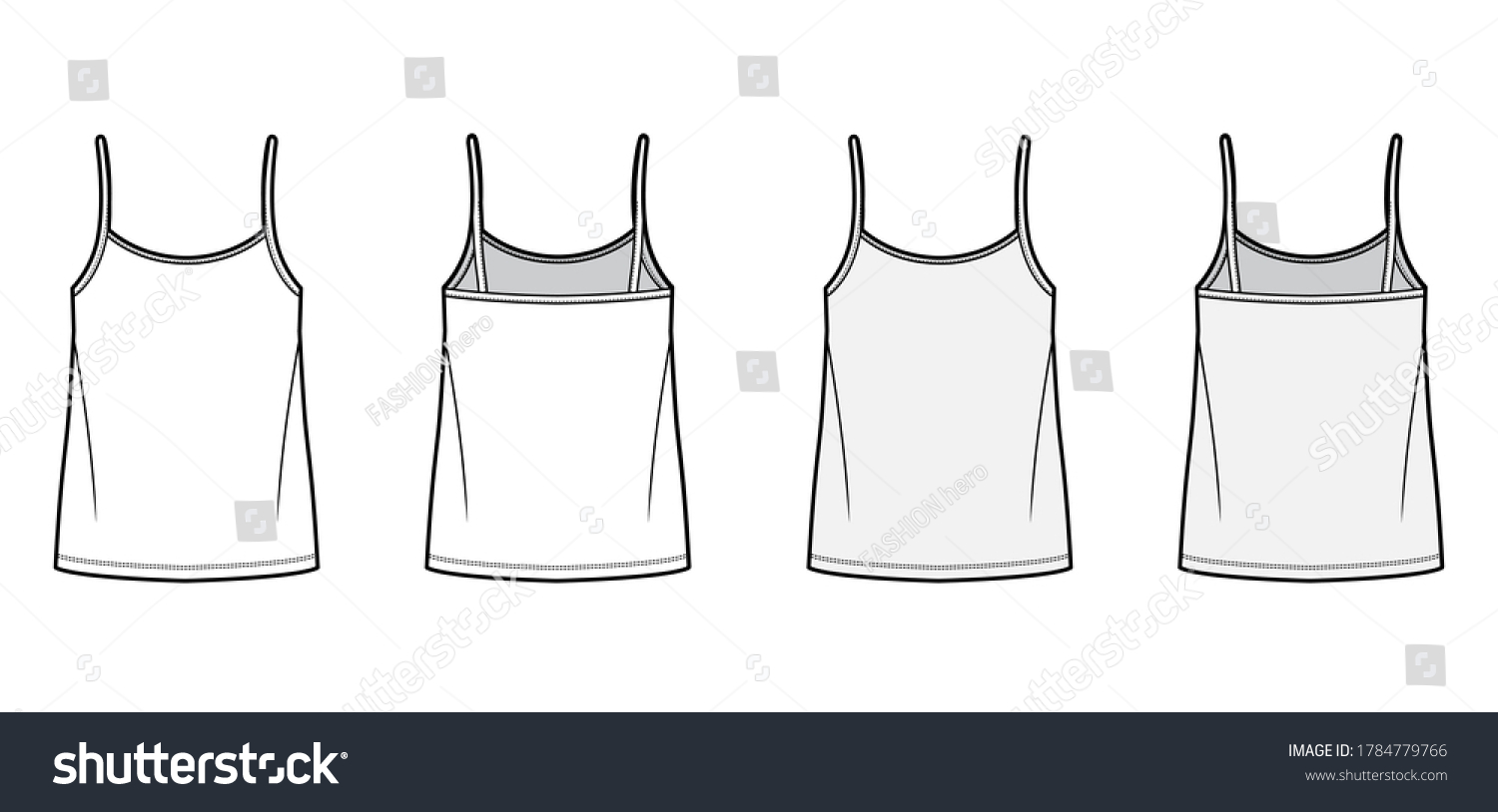 Camisole Top Technical Fashion Illustration Oversized Stock Vector ...