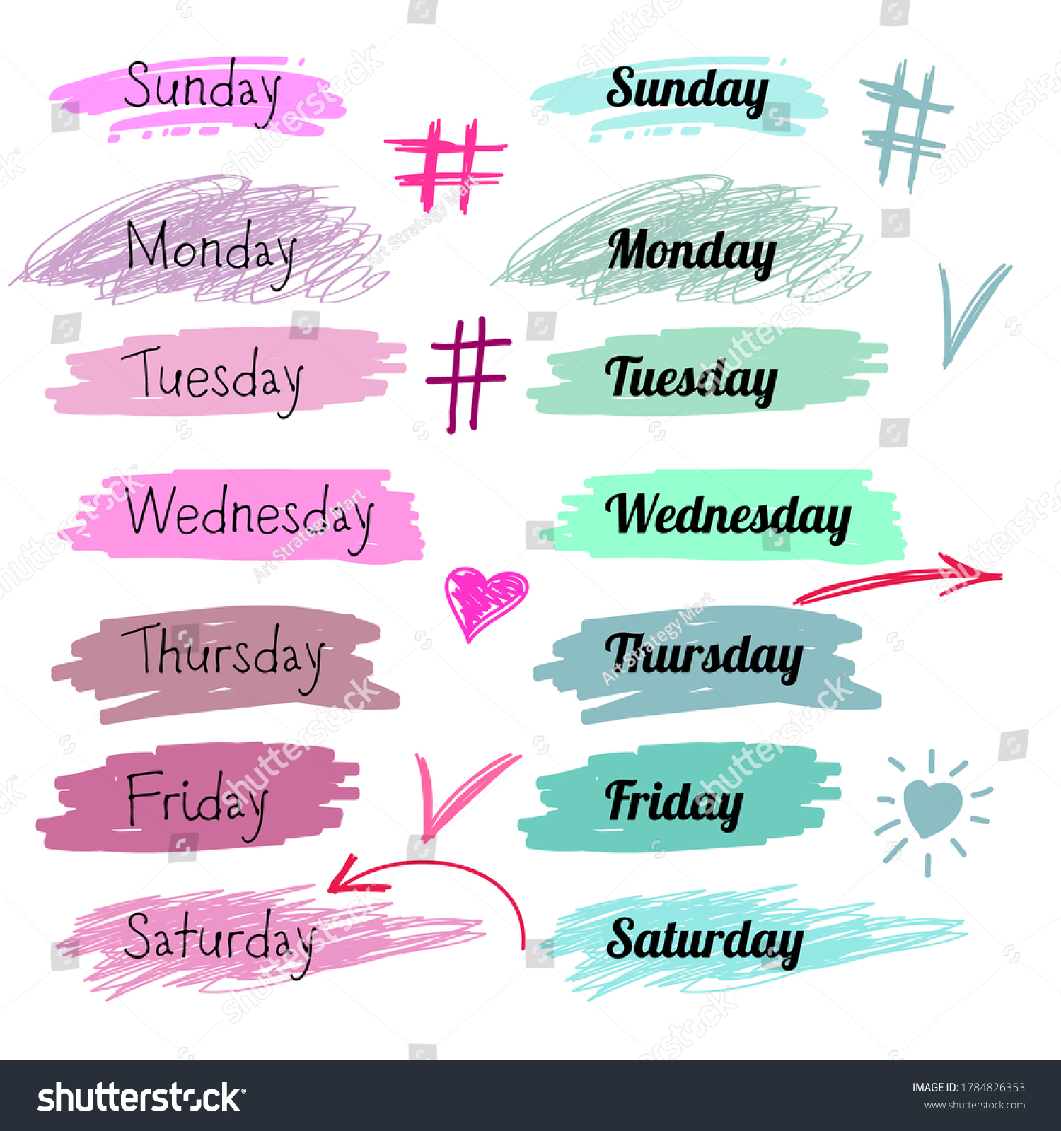 Check Mark Vector Days Week Sticker Stock Vector (Royalty Free ...