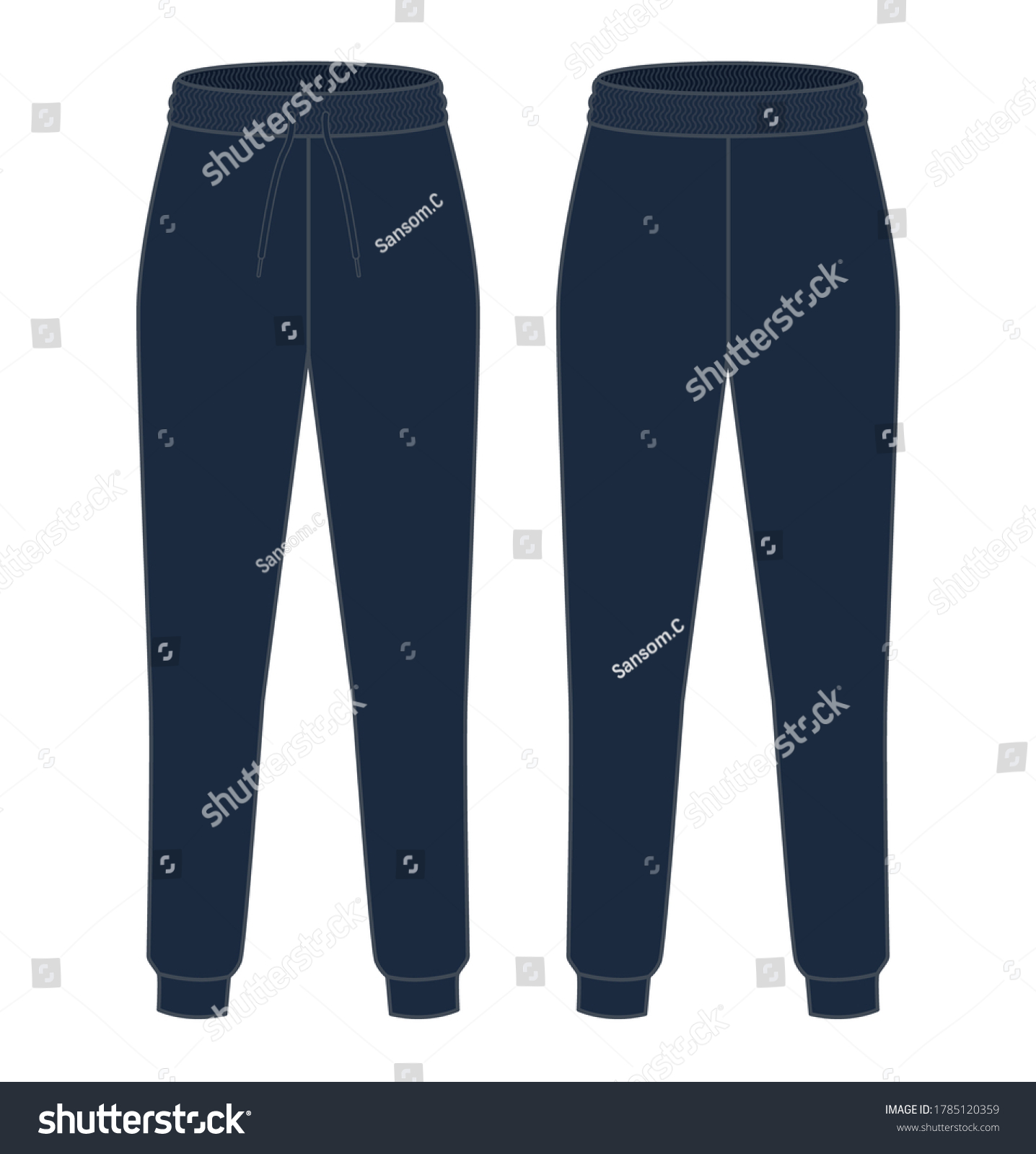 Navy Jogging Pants Vector Templatefront Back Stock Vector (Royalty Free ...