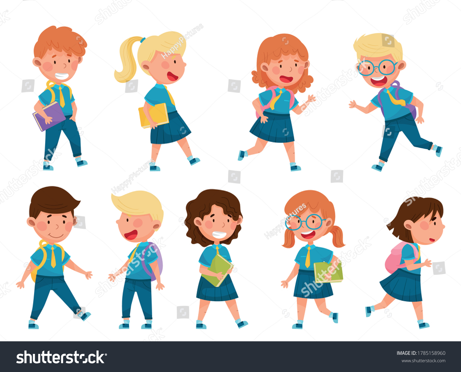 Boy Girl Characters Wearing School Uniform Stock Vector (royalty Free 