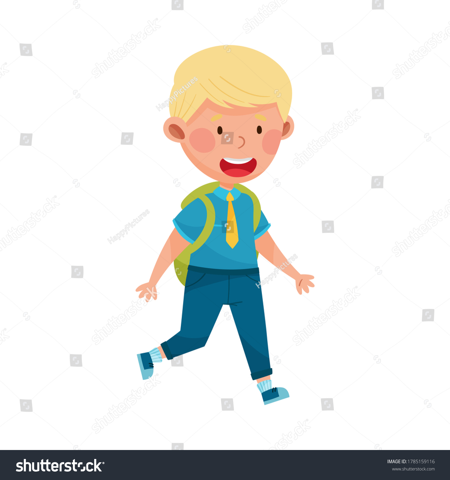 Cute Boy Character Wearing School Uniform Stock Vector (Royalty Free ...