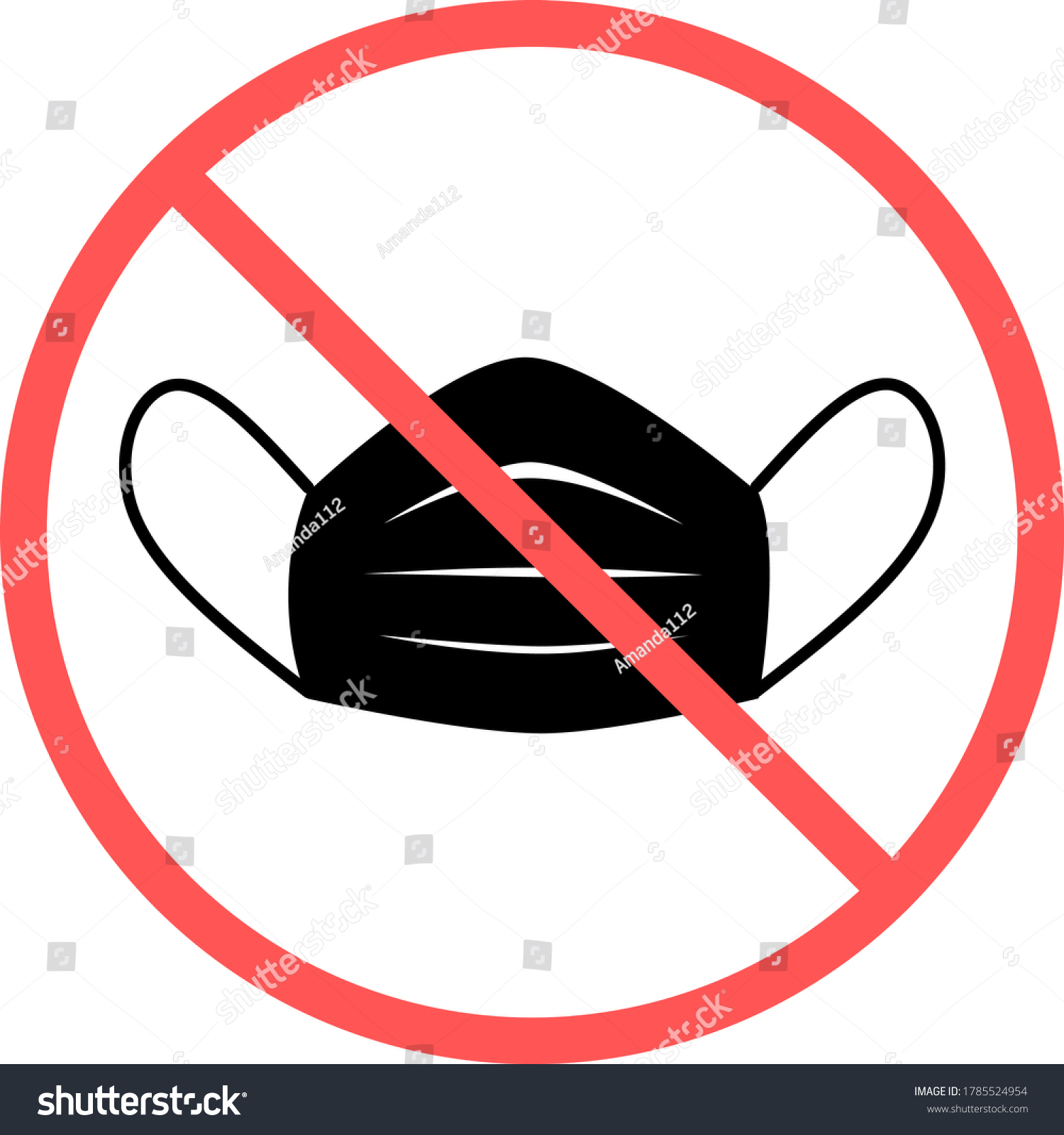 No Face Mask Sign N95 Mask Stock Vector (Royalty Free) 1785524954 ...