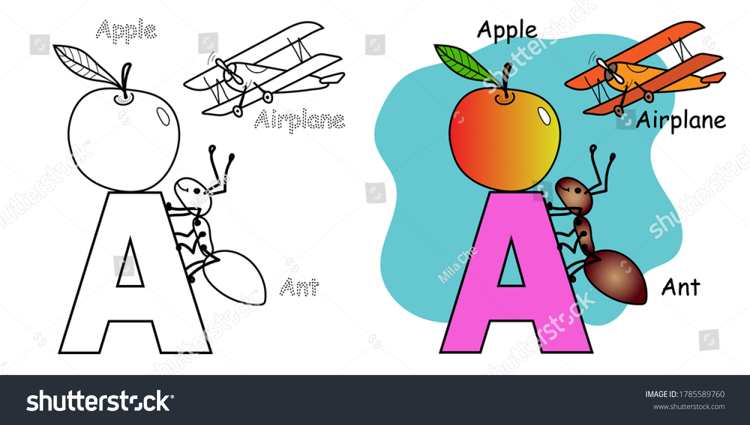 English Alphabet Coloring Book Children Letter Stock Vector (Royalty ...