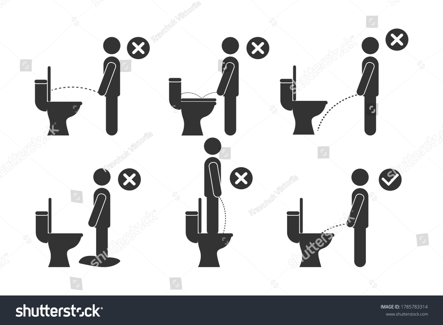 User Toilet Instructions Set Pissing Men Stock Vector Royalty Free Shutterstock