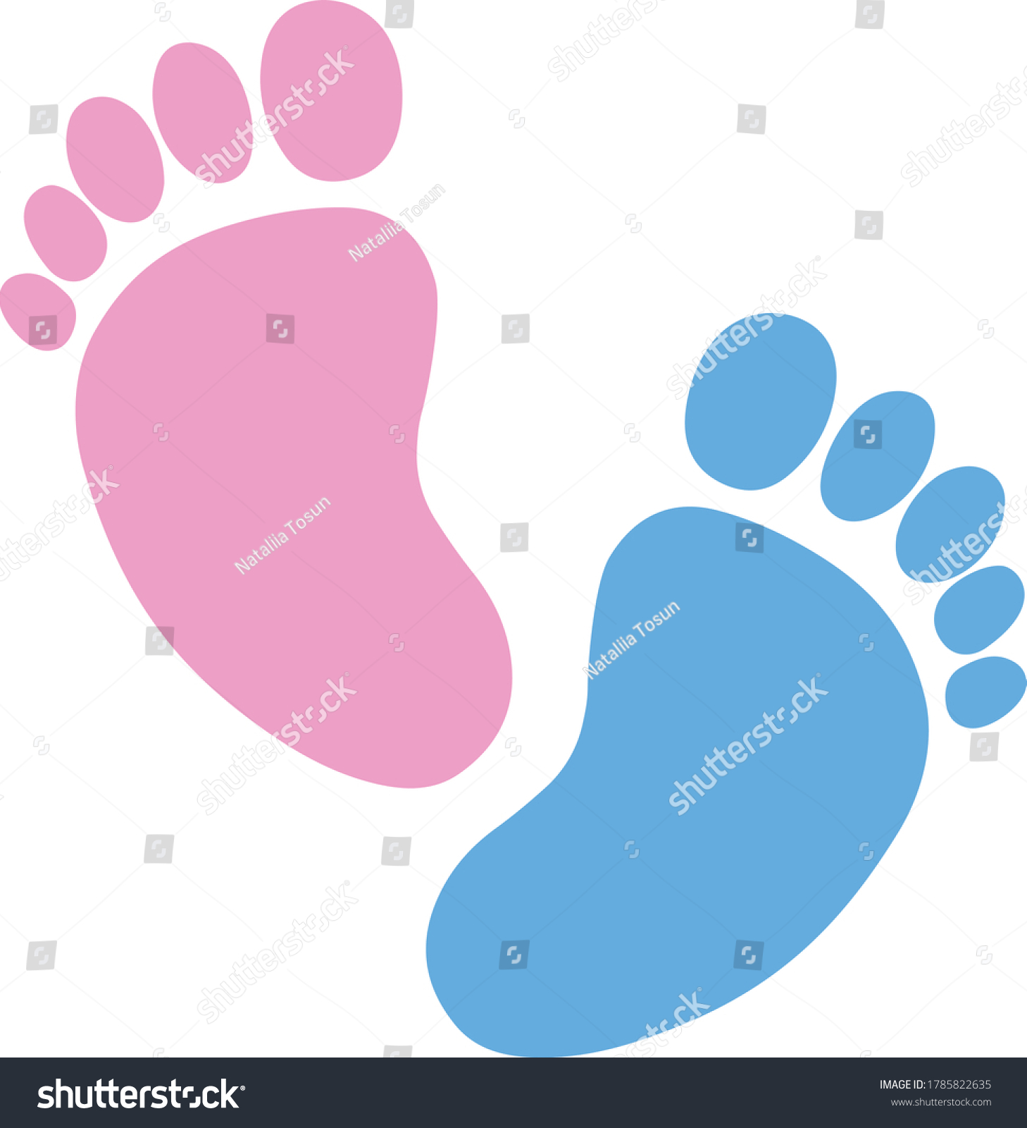 Cute Pink Blue Footprint Vector Illustration Stock Vector (Royalty Free ...