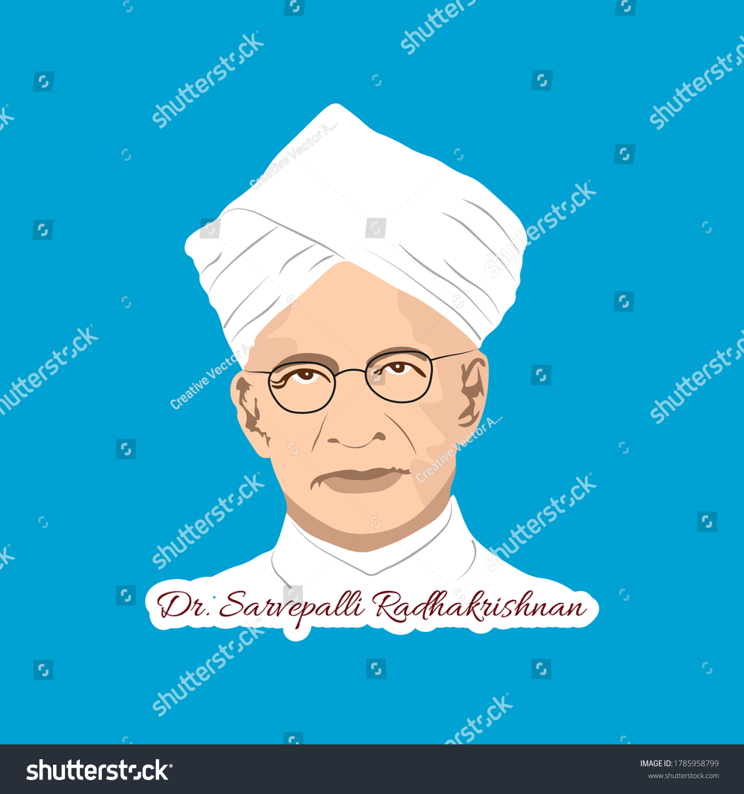 Dr Sarvepalli Radhakrishnan Portrait Second President Stock Vector ...