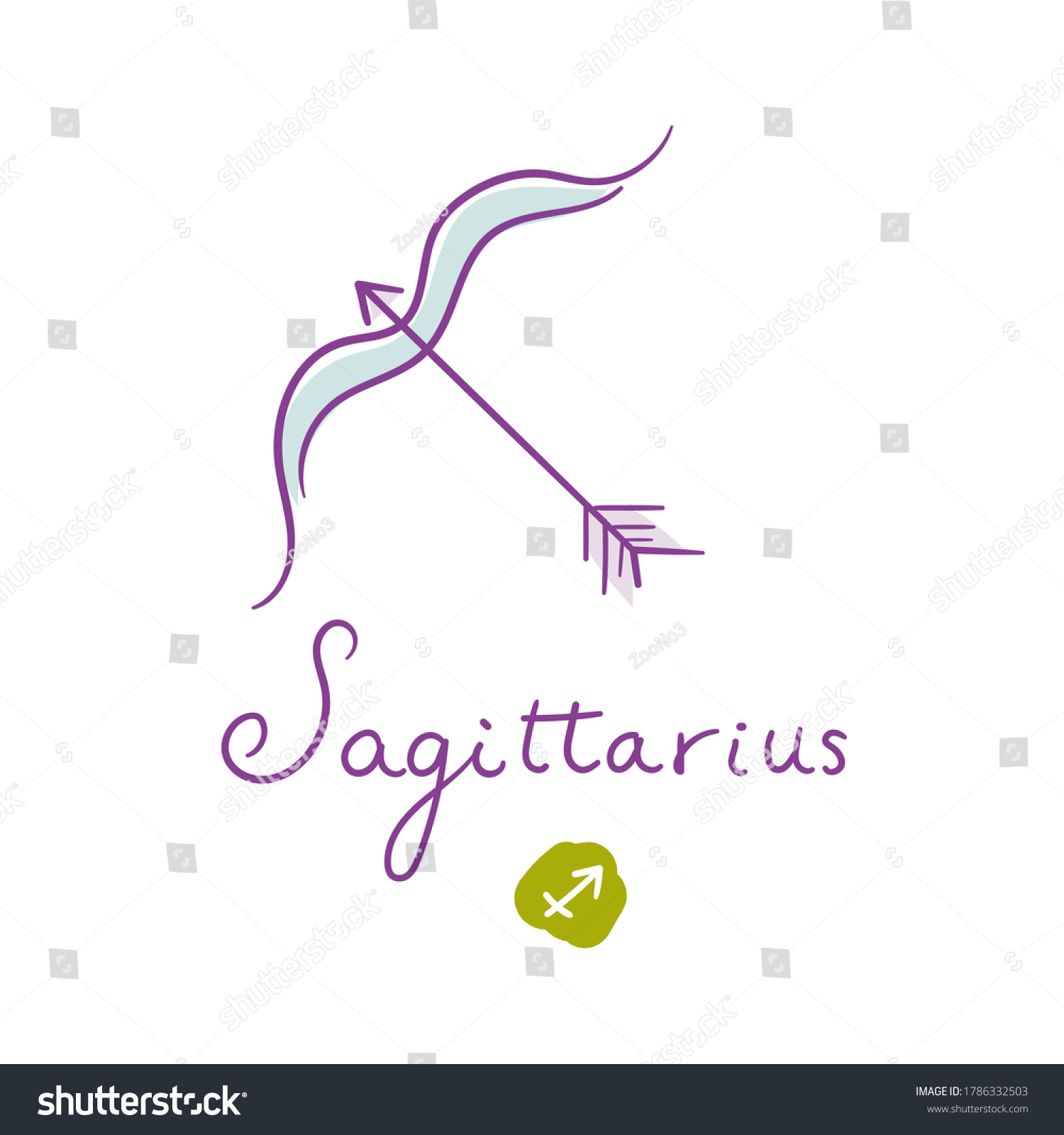 Sagittarius Illustration Handwriting Symbol On White Stock Vector ...