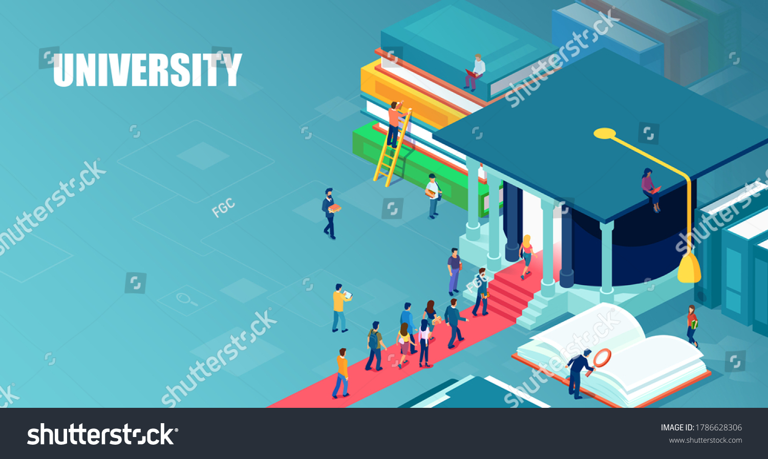 Vector Students Standing Line Enter University Stock Vector Royalty