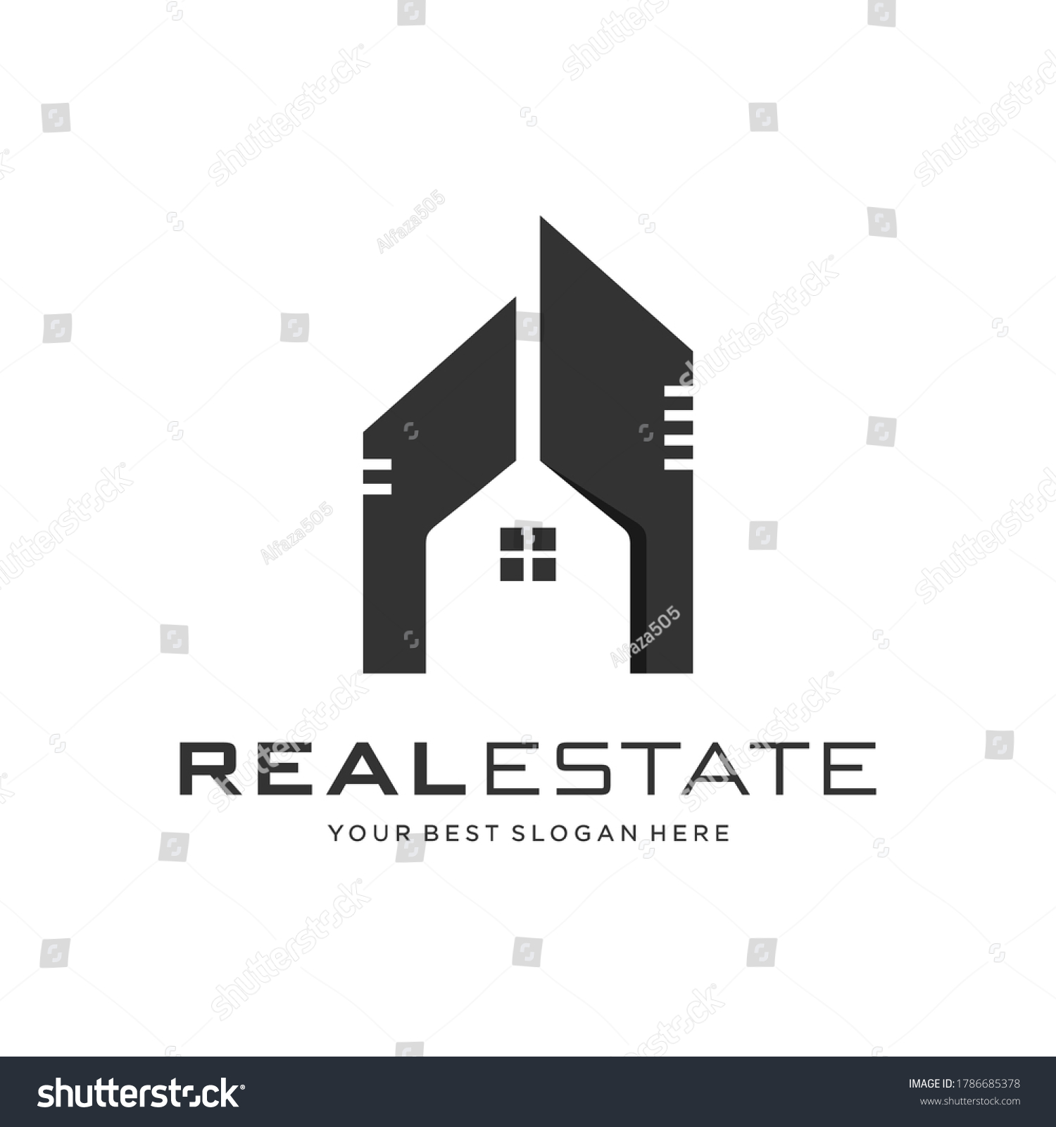 Real Estate Logo Concept Negative Space Stock Vector (Royalty Free ...