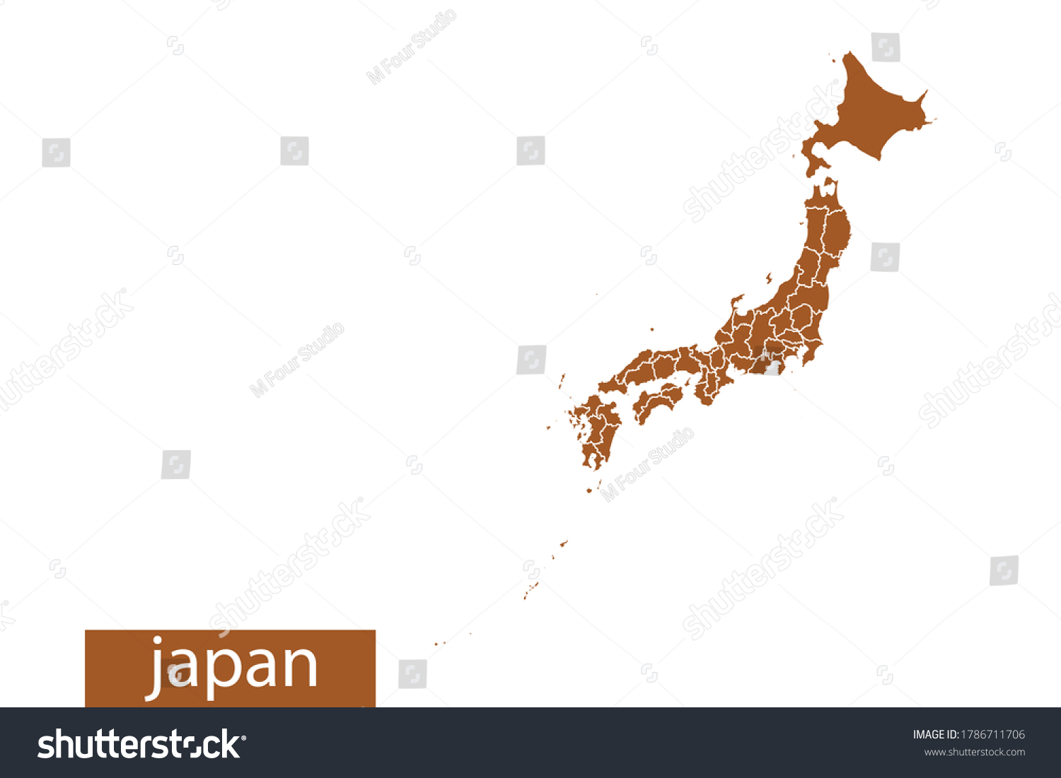 Japan Map High Detailed On White Stock Vector (Royalty Free) 1786711706 ...