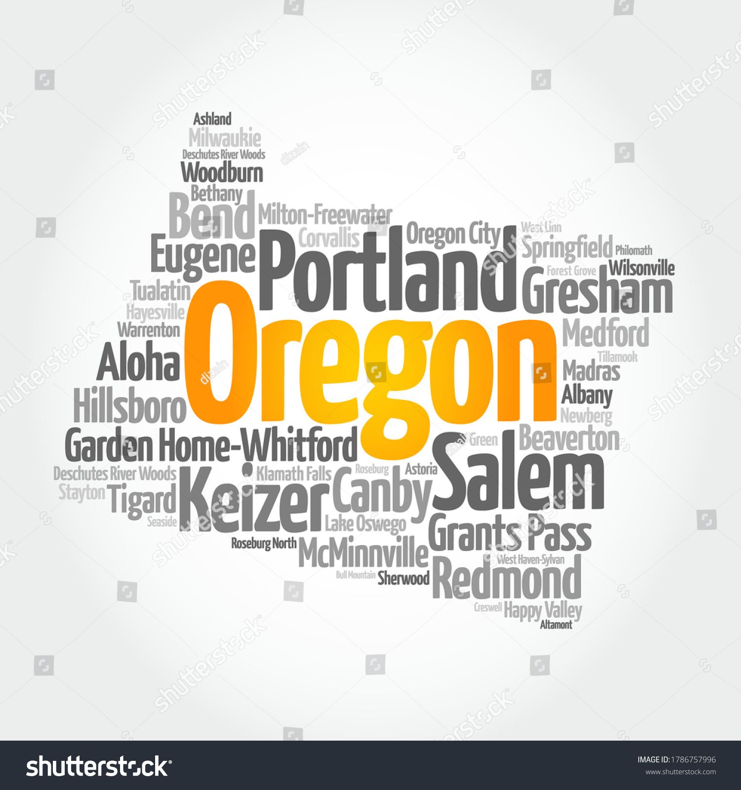 List Cities Oregon Usa State Map Stock Vector (Royalty Free) 1786757996 ...