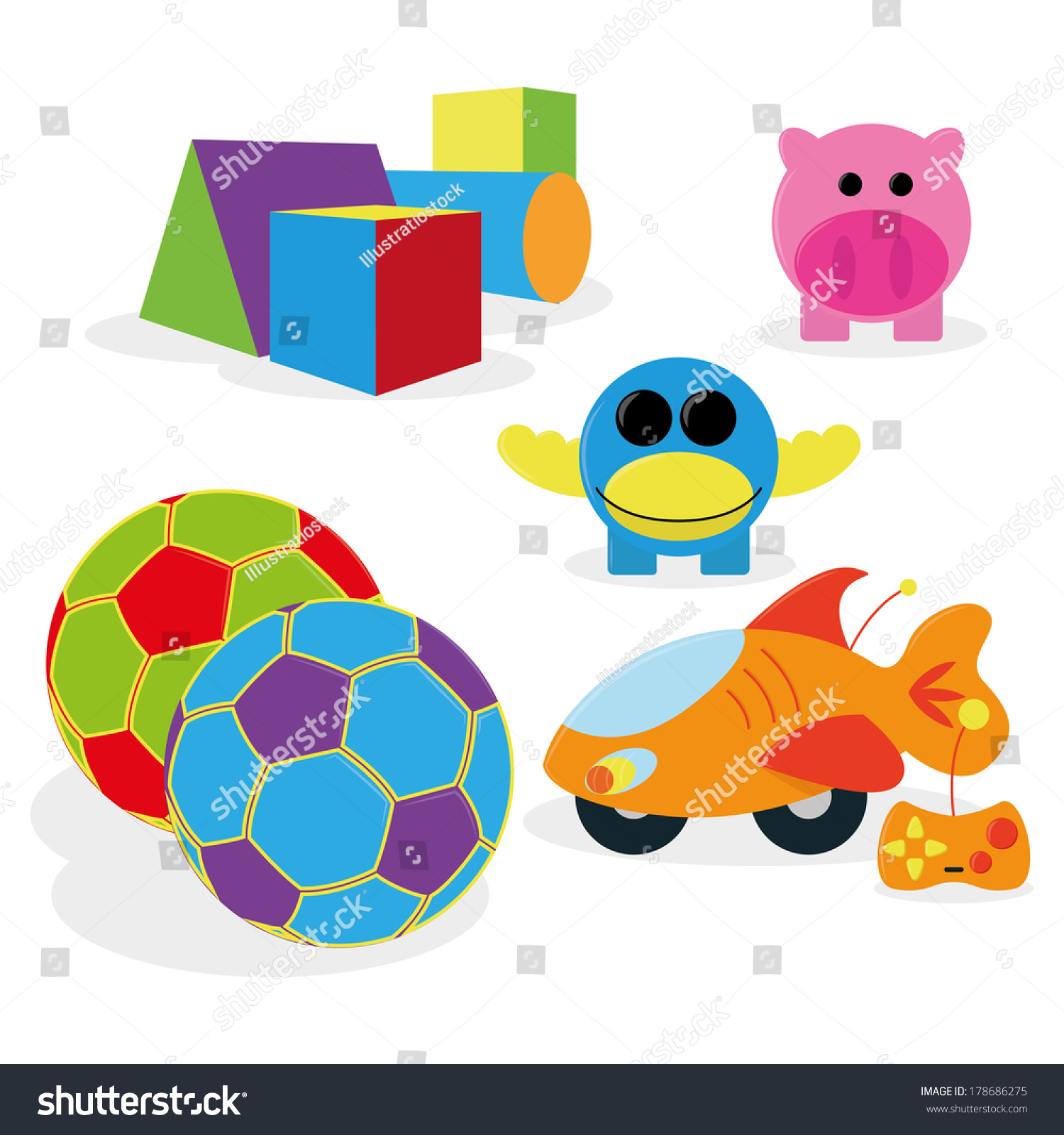 Vector Set Different Cartoon Toys Isolated Stock Vector (Royalty Free ...